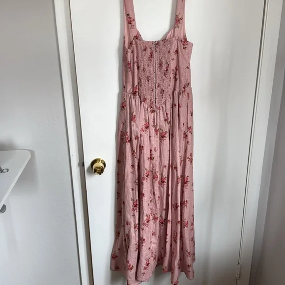 New Reformation Pink Balia Linen Midi Dress in Tea Time Size 8 - Picture 8 of 8